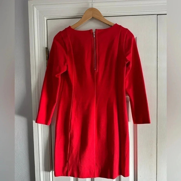 J. Crew women’s classic Ponte Knit Exposed Zipper red dress, 3/4 sleeves Size xs - Picture 2 of 6